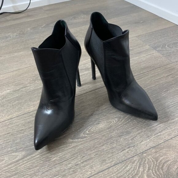 Saint Laurent YSL Classic Paris Ela 110 Ankle Boots Heels Stiletto Leather Black - Picture 3 of 15
